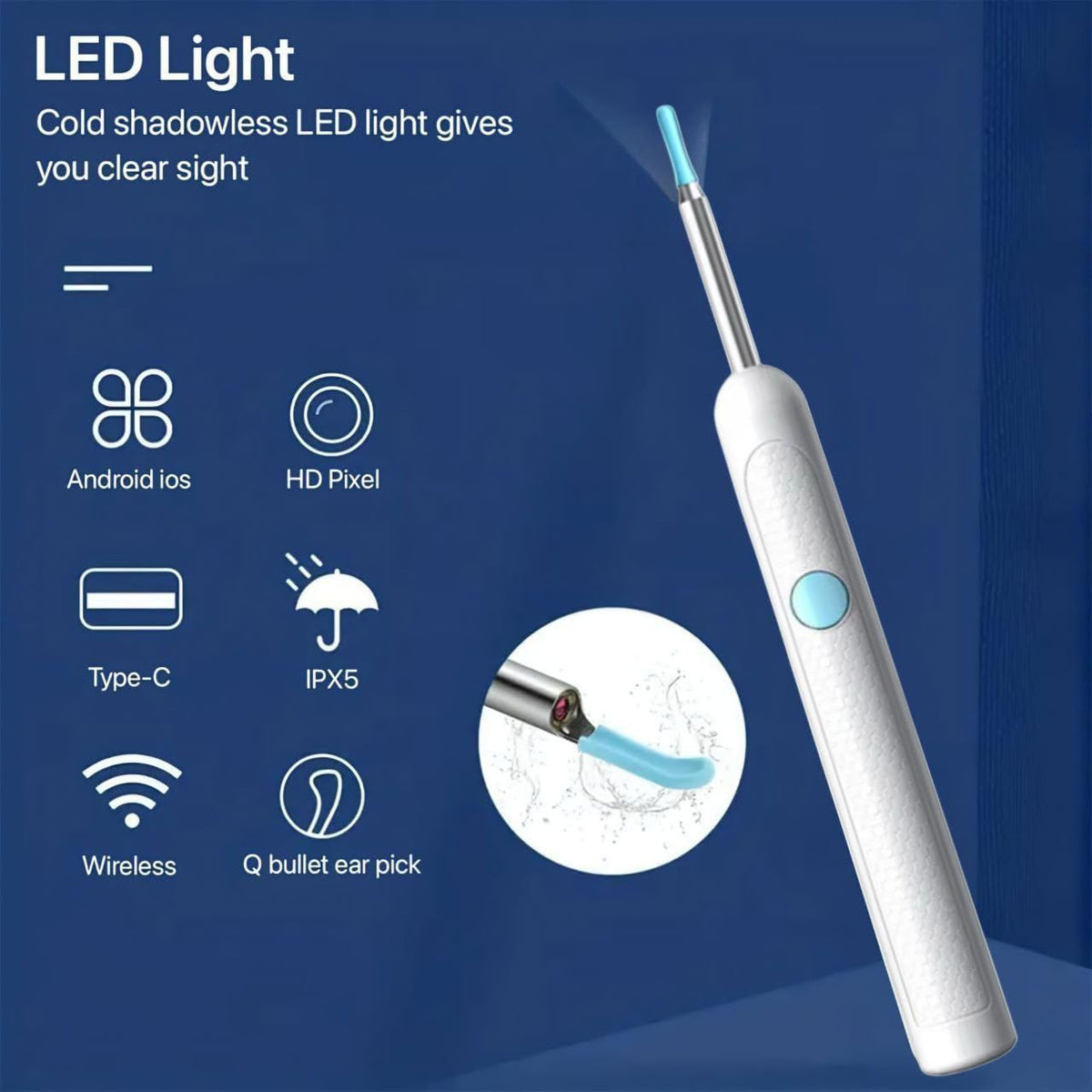 Ear wax cleaner tool kit with 1080P camera WIFI & LED Light Rechargeable portable Baby Children adults gift